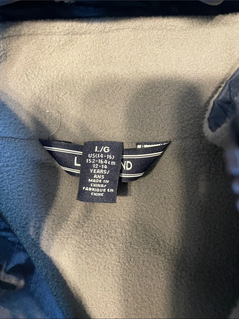 Lands' End Kids Navy Blue Hooded Uniform Fleece Lined Raincoat